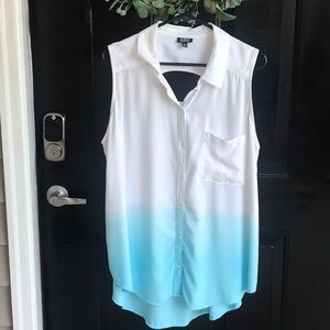 Ombré style aqua and white top with open eye back!